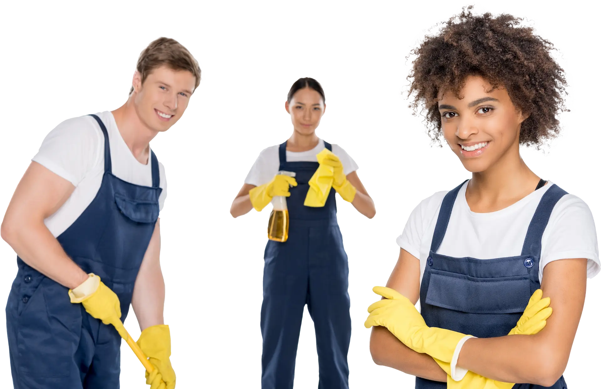 Portrait Of Cheerful Multiethnic Cleaners
