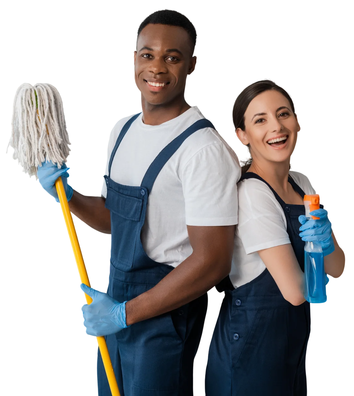 Positive Multiethnic Cleaners Holding